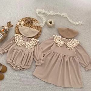 Spring Baby Clothes 2-7Yrs Girl Party Dress Long Sleeved Flower Autumn Kids Princess Dresses Girls Clothes Sister Dress