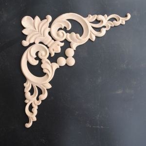 Exquisite Carved Wood Flower Corner Decorations Dongyang Wood Carving European Style Ceiling Decoration Real Wood Rubber Stickers