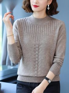 ผู้หญิง เสื้อสเวตเตอร์แคชเมียร์ กึ่งสูง ปกเสื้อ เส้นด้ายถักไหมพรม หลวม Fit Short Style Warmth Building ฤดูใบไม้ร่วง ชั้นฐานแจ๊กเก็ต