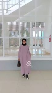 Baju Gamis Muslim Wanita Sehari hari MAURI Dress Rumahan Simpel Bahan Crinkle Airflow Premium