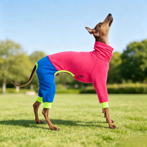 Warm Dog Clothes High Neck Fleece Jumpsuit for Greyhound Whippet Dogs Four-Legged Stretchy Pet Pajamas Soft Full Body Clothes