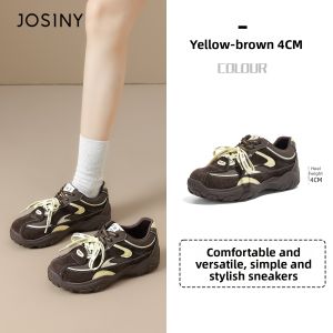 Josiny | Thick Platform Pink Breathable Increased Height Womens Training Shoes