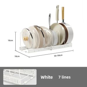 Pot Lid Holder Expandable Lid Rack Kitchen Lid Holder Drawer with 7 Adjustable Compartments Pot and Pan Lid Holder Kitchen