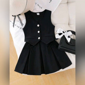 FREE SHIPPING & COD Casual Classy Elegant  Summer Wear GIRL Vest Skirt Set Terno for Girl Kids - 2 to 14 years old   - classy and elegant - timeless classic  - timeless piece - casual office  party - classic piece - super kapal ng tela - hindi kayo mags