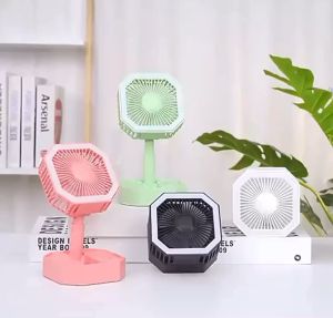 Portable Mini Foldable Telescopic USB Rechargeable Fan with Touch Fill Light Home Office Desk Fan Silent Square Cooler