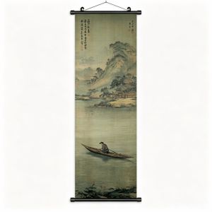 VIKAMA Chinese Lotus Landscape 3 Piece Wall Scroll Tapestry Set Oriental Wall Art Decor for Living Room Bedroom Office Home Gift