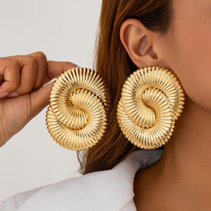 Ingemark Exaggeration Large Geometric Spiral Stud Earrings Women 2026 New Irregular Metal Piercing Ear Accessories Jewelry Gift