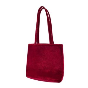 Velvet Red Handbag Mini Retro Green Underarm Bag Fashionable Autumn Winter New Style Double Handle Magnetic Clasp Womens Bag