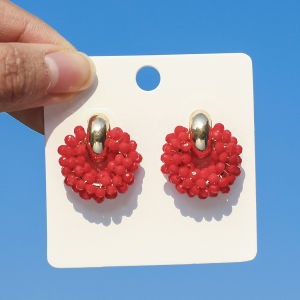 Boho Elegant Crystal Beads Drop Earrings for Women Luxury Geometric Dangle Summer Beach Party Jewelry