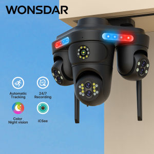 WONSDAR WiFi IP Camera 7 Lens 4 Screens HD 10X Zoom Outdoor PTZ Security Protection Camera Human Detetion Surveillance FFVideo