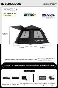 BLACK DOG | Sun Protection Quick Set Up Foldable Camping Tent