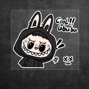 Labubu ติดรถยนต์ ติดหน้าต่างรถยนต์ ตกแต่งตัวถัง ลายการ์ตูนสร้างสรรค์ ปิดรอยขีดข่วน วัสดุ PVC ติดได้หลายครั้ง