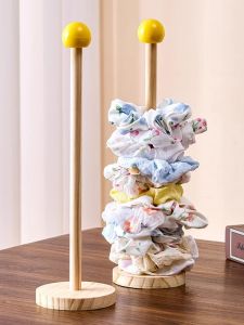 Wooden Display Stand Hair Accessories Organizer Shark Clamp Hair Ties Storage Rack Korean Style Desktop Jewelry Box