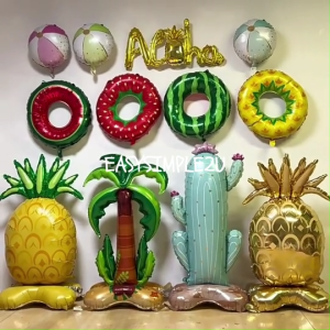 Large Fruit Vegetable Foil Balloons Summer Tropical Theme Birthday Party Decoration Ice Cream Watermelon Pineapple Strawberry Banana Avocado Mushroom Carrot Broccoli Tomato Cherry Lemon Grape Chili Orange Apple Pumpkin Potato Donut Balloon Party Supplie
