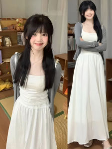 Váy Dài Chữ a Màu Trắng Xếp Ly Cho Nữ Mùa Thu Đông 2025 Váy Dài Đến Bãi Biển Váy Midi Chữ a Cao Cấp Cho Nữ