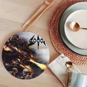 Sodoms Germany Thrash Metal Band Themed Wooden Coaster Creative Heat-Resistant Non-Slip Mat Suitable for Protecting Desktop