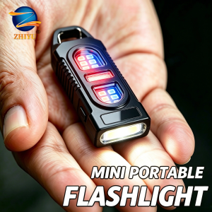 Powerful Mini COB LED Keychain Flashlight USB C Rechargeable Hanging Work Light Waterproof Keyring Camping Walking Pocket Lamp