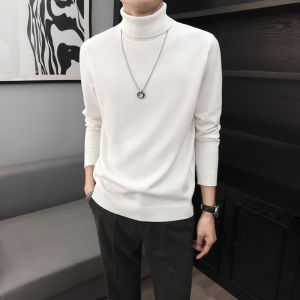 Fall and Winter Black with High Collar Sweater Mens Idle Style Inner Wear Men Thickened Wool Winter Lapel Bottoming Knitwear Men