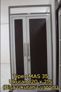MAHOTTAMA - Pintu Kamar Mandi / Tidur Rumah Utama Aluminium 120 x 215cm Rumah 1 Set Kusen Kunci Handle Engsel Bisa Custom Ukuran Geser / Sliding Door - MAS35