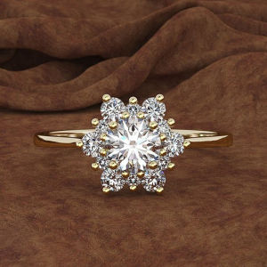 Huitan Hình Hoa Nhẫn Nữ Lấp Lánh Cubic Zircon Cưới Đính Hôn Tuyên Bố Trang Sức Hợp Thời Trang Nữ Tặng