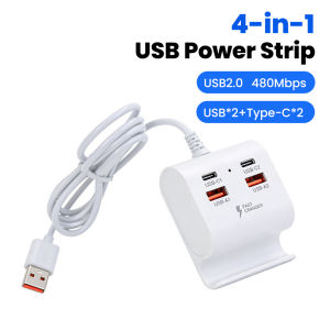 other | 4 in 1 USB Bracket Socket USB Type C Fast Charging Power Strip With Mobile Phone Holder For iPhone Xiaomi Samsung Laptop Tablet