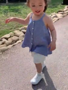 ALENA Pakaian Merdeka Kanak Kanak Gaun Budak Perempuan Frozen Dress For Kids Girl Girls Cotton Linen Strap Dress Vest 2023 Summer New Korean Baby