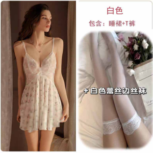 ชุดนอนลูกไม้เซ็กซี่สุดหรูหรา สำหรับผู้หญิง ชุดนอนสั้นแขนกุดคอวี ผ้าโพลีเอสเตอร์ ช่วงฤดูร้อน เอวกลาง ลายดอกไม้