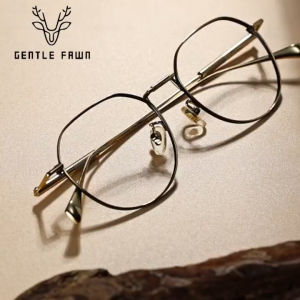 Gentle Fawn Frame Kacamata Titanium Ringan Style Oval Lensa Plano Bisa Minus Fashion Pria Wanita Trendy 66402