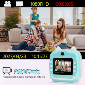 กล้องถ่ายรูปเด็กสำหรับเด็กผู้หญิงเด็กผู้ชายของเล่นเด็ก - กล้องพิมพ์ทันทีสำหรับ3-14ปี | กล้องดิจิตอล1080P HD สำหรับเด็ก | Kado Ulang Tahun | รูปถ่ายสำหรับ3-9+ปี 6ปาก 32 การ์ด GB SD