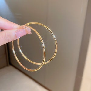 Silver Needle Exaggerated Open End Circle Simple Bracelet Earrings Fashion Fancy Metallic Ear Ring Retro Graceful Earrings