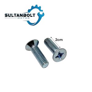2pcs Baut 10 Doorlock M6x20 Baut Obeng Kepala Rata Untuk Mobil Ukuran M6x20