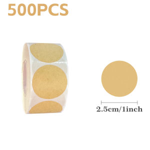 500 Sheets/roll Kraft Paper Round Self-adhesive Labels Categorization Labels DIY Name Tags Personalized Labels Party Decorations