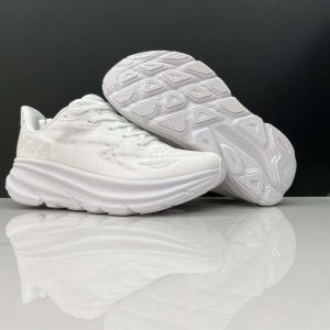 High quality HOKA ONE ONE Clifton 9 Training Running Sport Men Women Shoes Size 36-45 White / White