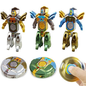 Transformation Fidget Hand Spinner Robot Toy Deformation Robot Gyro Finger Toy Stress Relief Action Figure for Kids Gift