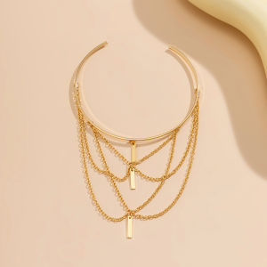 PURUI | PuRui Gold Color Open Upper Arm Bracelet Womens Jewelry Rectangle Stick Charm Tassel Arm Bangle Party Summer Accessories New