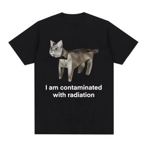Sanrio | I Am Contaminated Funny Cat Meme T Shirt Summer Men Women Clothing Humor T-Shirts Pure Cotton Loose Oversized T-shirt Streetwear