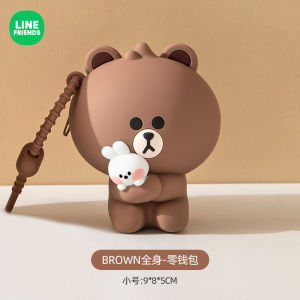 Cute Brown Bear Earphone Bag Car Keychain Womens Bookbag Pendant Couple Hanging Decoration Silicone Cartoon Series Keychain