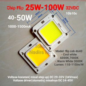 25W - 100W DC 32V Chip Flip Cob 4640 Led 100W 70W 50W 30W 25W Daya Tinggi hemat energi