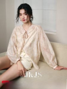 JK＆JS | Áo Sơ Mi Cột Dây Thêu Sang Trọng