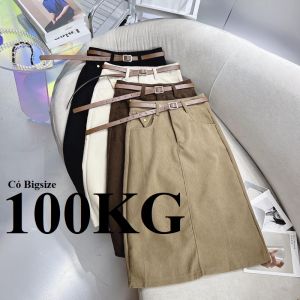 Chân Váy Nhung Cao cấp Có Big size 100KG Vải dày đẹp Dáng thanh lịch duyên dáng Lưng chun thoải mái co giãn Không Kèm Đai lưng