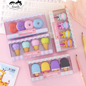 COD Penghapus Set 4Pcs Karakter Lucu Alat Sekolah Anak Penghapus Pensil Buku ATK01