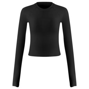 Umeko Womens Fitness Clothing round Neck Long Sleeve Tight Sports Top Quick Dry Running Pilates Yoga Dance Sportswear