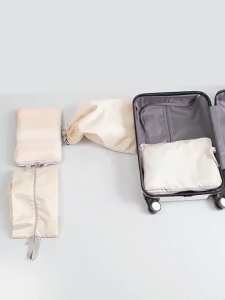 4/6/8-piece compressible travel storage bag foldable travel bag with double zippers breathable travel luggage organizer bag