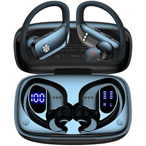 Wireless Earbuds Bluetooth Headphones 48hrs Play Back Sport Earphones with LED Display Over-Ear Buds with Earhooks Built-in Mic