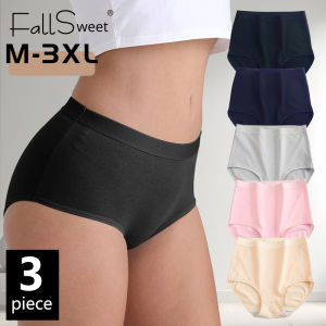 FallSweet 3PCS/set Women’s Cotton Panties Seamless Plus Size Briefs Solid Underwear Soft Breathable Underpants Female Lingerie