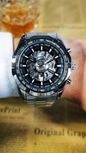 WINNER Classic Skeleton Watch for Men Luminous Hands Mechanical Watches Stainless Steel Strap Luxury Brand Forsining Wristwatch