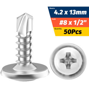 #8 M4.2 Self-Tapping Sheet Metal Screws 410 Stainless Steel Truss Head High-Strength Quick Tapping Tek Screws Lath to Metal