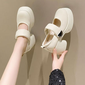 Wedding Shoes High Heels Thick Bottom Wide Heel White Magic Tape Mary Jane Single Shoes for Brides Comfortable Casual Footwear
