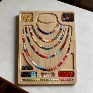 Bamboo Bead Board Bracelet Beading Organizer Artistry Beading Tray Design Measuring Tool for Craft DIY Jewelry Making Accessorie
