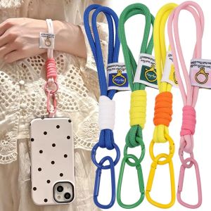 สายคล้องโทรศัพท์มือถือสายรัดข้อมือแบบพกพาโซ่เครื่องรางน่ารักสำหรับโทรศัพท์มือถือกล้องกุญแจสายรัดไนลอนเชือกห้อยพวงกุญแจ